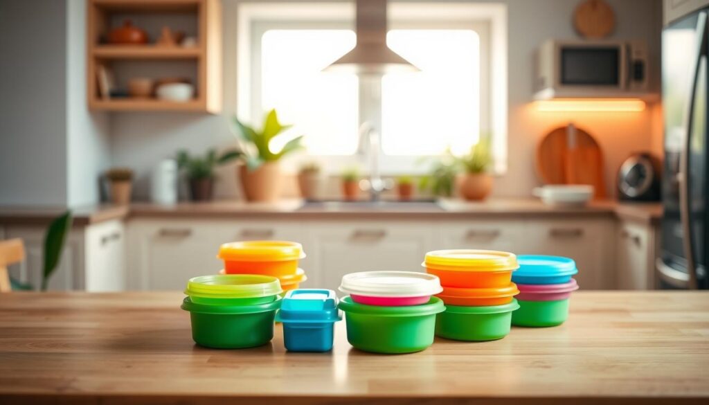 A modern kitchen scene showcasing eco-friendly reusable baby food containers from ijoyren.com. In the foreground, a vibrant assortment of colorful, BPA-free containers is neatly arranged on a natural wood countertop. The middle ground features a stylish kitchen with soft, warm lighting that enhances the containers and highlights their eco-friendly materials. The background reveals a serene kitchen setting with plants and light streaming through a window, creating an inviting atmosphere. A gentle focus effect adds depth to the image, emphasizing the containers as the focal point. The overall mood is cheerful and sustainable, promoting a green lifestyle for parents seeking earth-conscious options for their babies. A modern kitchen scene showcasing eco-friendly reusable baby food containers from ijoyren.com. In the foreground, a vibrant assortment of colorful, BPA-free containers is neatly arranged on a natural wood countertop. The middle ground features a stylish kitchen with soft, warm lighting that enhances the containers and highlights their eco-friendly materials. The background reveals a serene kitchen setting with plants and light streaming through a window, creating an inviting atmosphere. A gentle focus effect adds depth to the image, emphasizing the containers as the focal point. The overall mood is cheerful and sustainable, promoting a green lifestyle for parents seeking earth-conscious options for their babies.
